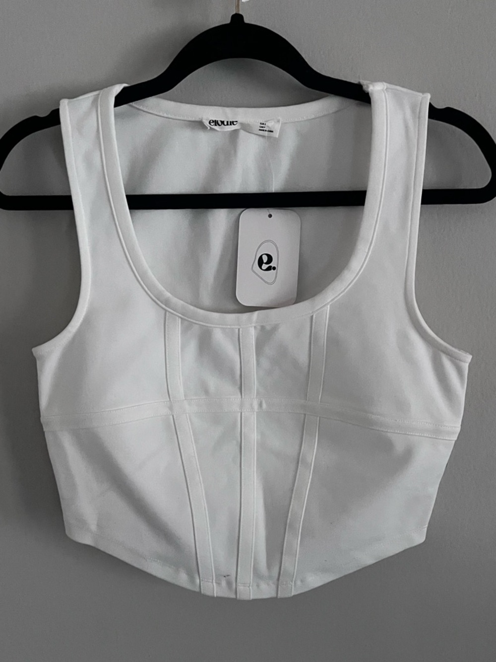 NEW Elodie White Scoop-Neck Structured Crop Top size s